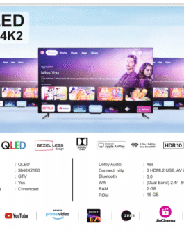 AI55GTQ4K2 55-Inch QLED UHD Bezel-less Google TV | HDR10, Dolby Audio, Chromecast, Dual-Band WiFi, 2GB/16GB